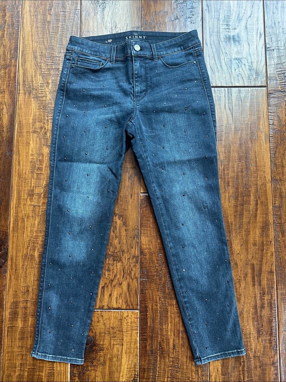 White House Black Market Skinny Jeans with Stud Embellishments Size 8 Petite